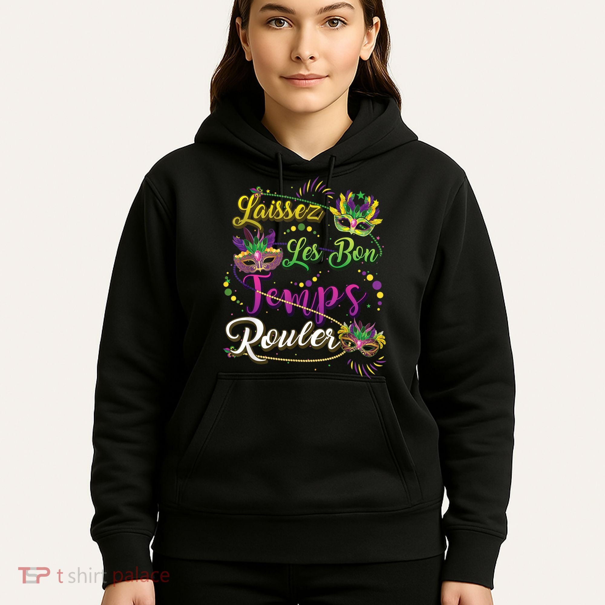 Laissez Les Bon Temps Rouler Mardi Gras Beads Tee   Hoodie
