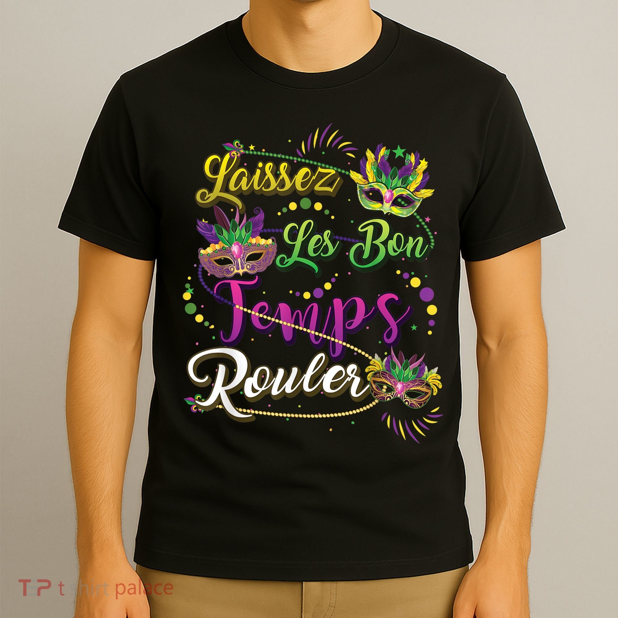 Laissez Les Bon Temps Rouler Mardi Gras Beads Tee   T-Shirt