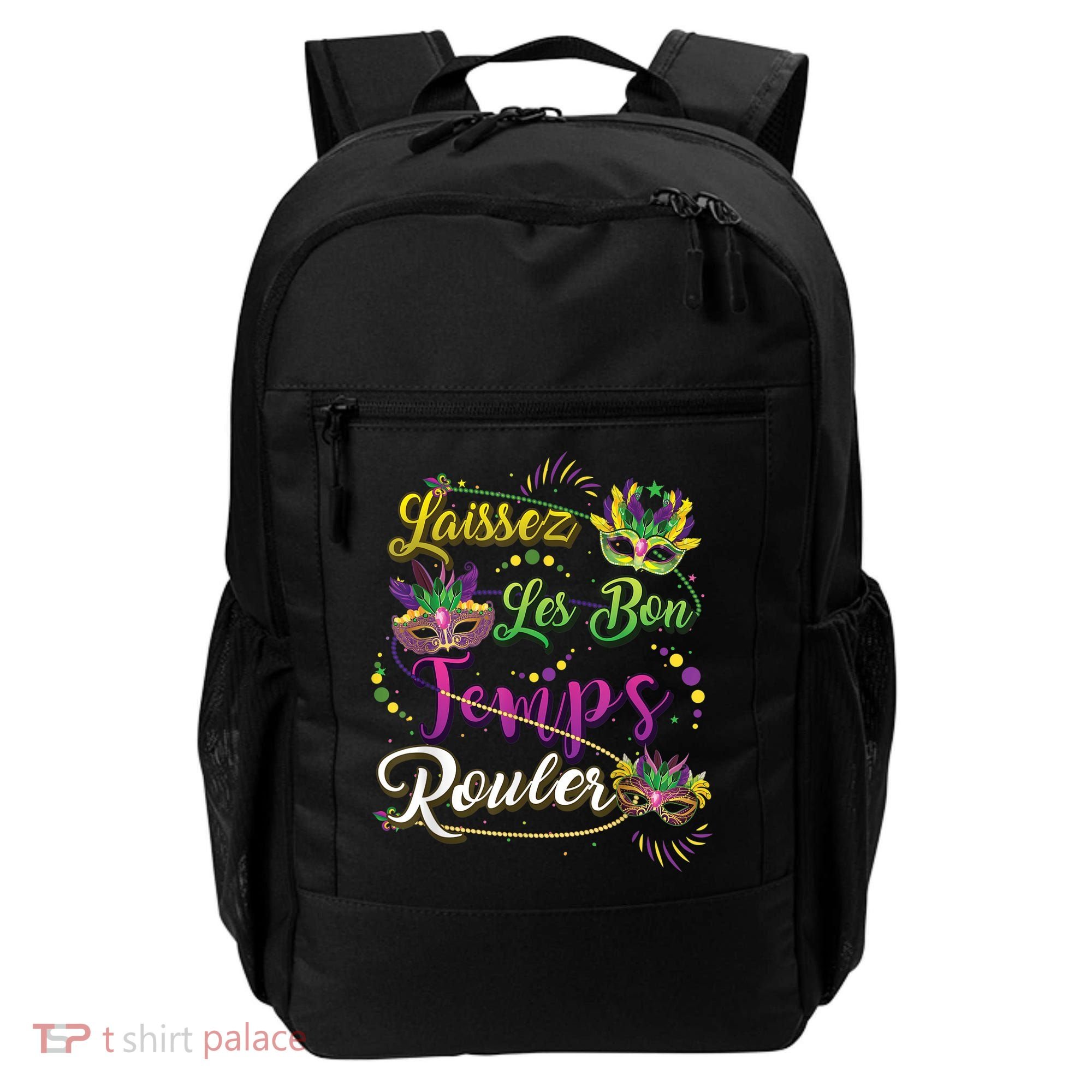 Laissez Les Bon Temps Rouler Mardi Gras Beads Tee   Backpack