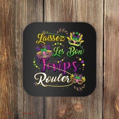 Laissez Les Bon Temps Rouler Mardi Gras Beads Tee   Coaster