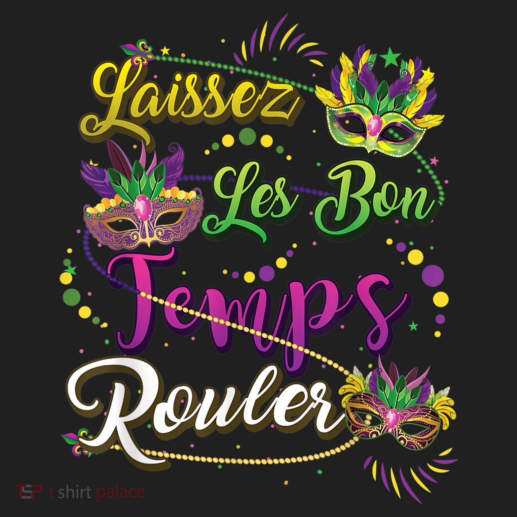 Laissez Les Bon Temps Rouler Mardi Gras Beads Tee   Hat