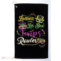 Laissez Les Bon Temps Rouler Mardi Gras Beads Tee   Golf Towel thumb 0