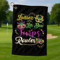 Laissez Les Bon Temps Rouler Mardi Gras Beads Tee   Golf Towel thumb 1