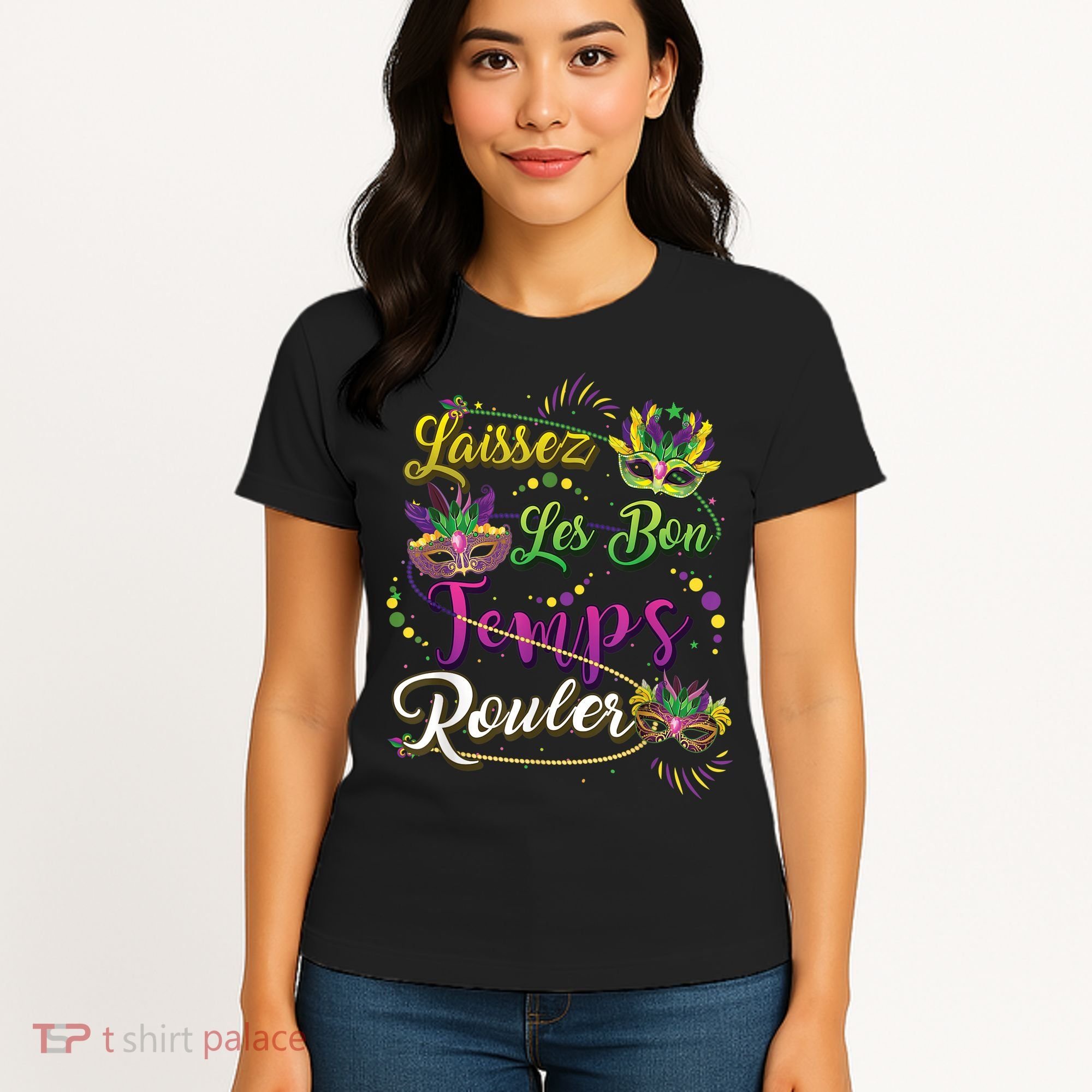 Laissez Les Bon Temps Rouler Mardi Gras Beads Tee   Women's T-Shirt