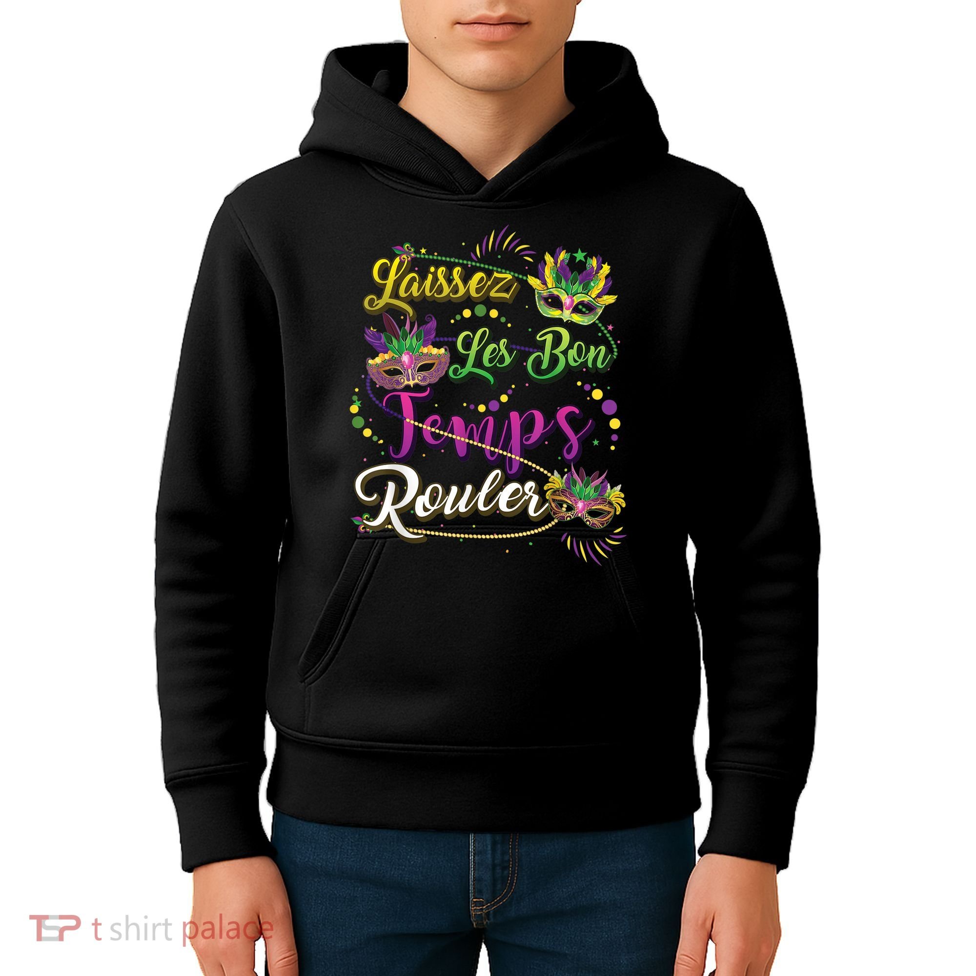 Laissez Les Bon Temps Rouler Mardi Gras Beads Tee   Kids Hoodie