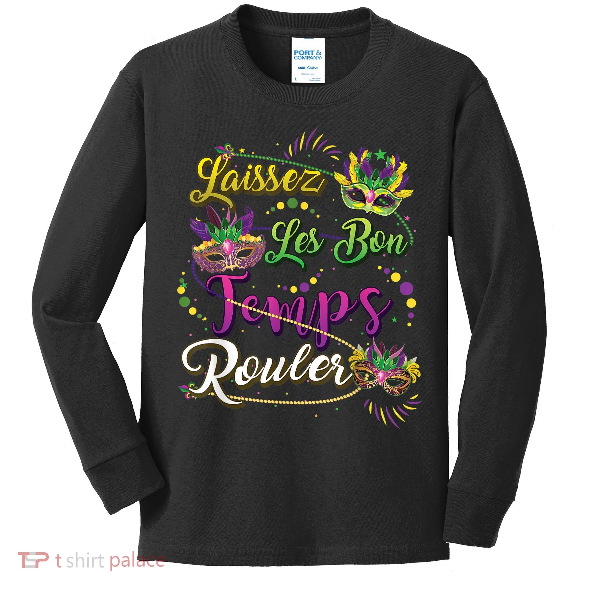 Laissez Les Bon Temps Rouler Mardi Gras Beads Tee   Kids Long Sleeve Shirt