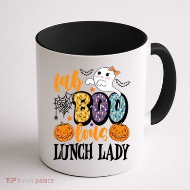 Lunch Lady Boo Halloween Festive Cute Coffee Mug back