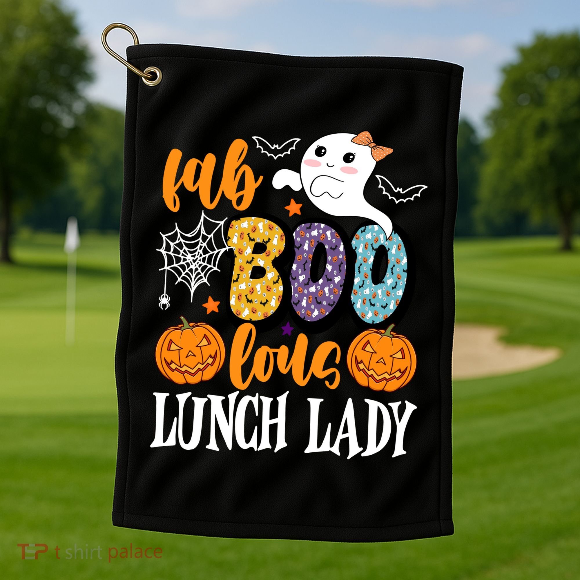 Lunch Lady Boo Halloween Festive Cute Golf Towel