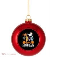 Lunch Lady Boo Halloween Festive Cute Plastic Christmas Ball Ornament thumb 0
