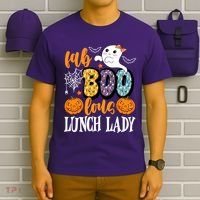 Lunch Lady Boo Halloween Festive Cute T-Shirt thumb 6
