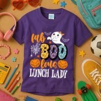 Lunch Lady Boo Halloween Festive Cute Kids T-Shirt thumb 3
