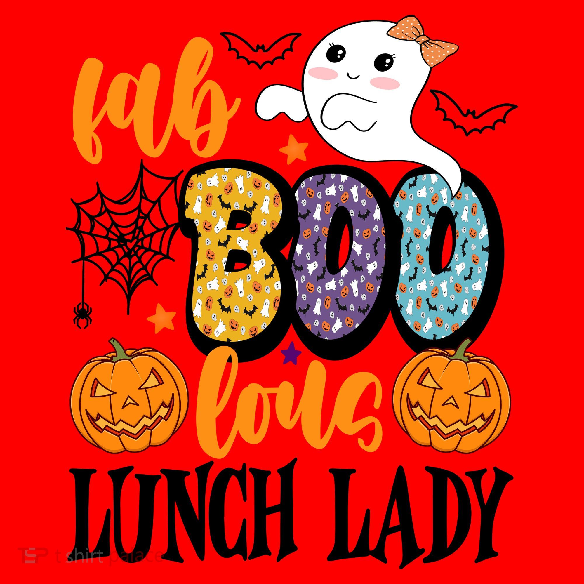 Lunch Lady Boo Halloween Festive Cute Santa Hat