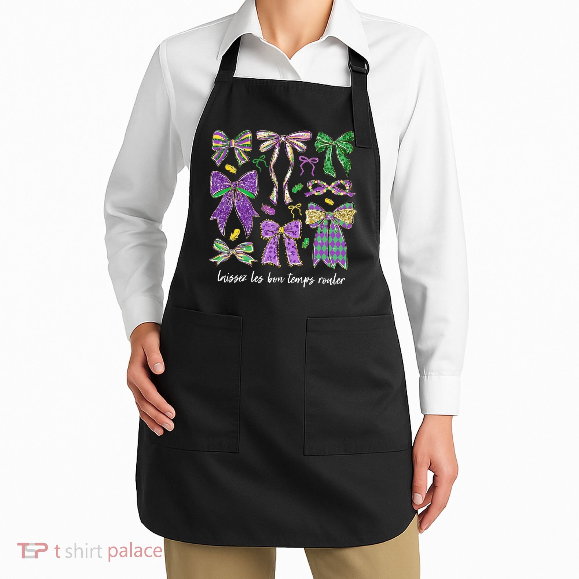 Laissez Les Bon Temps Rouler Mardi Gras Coquette Bow Apron