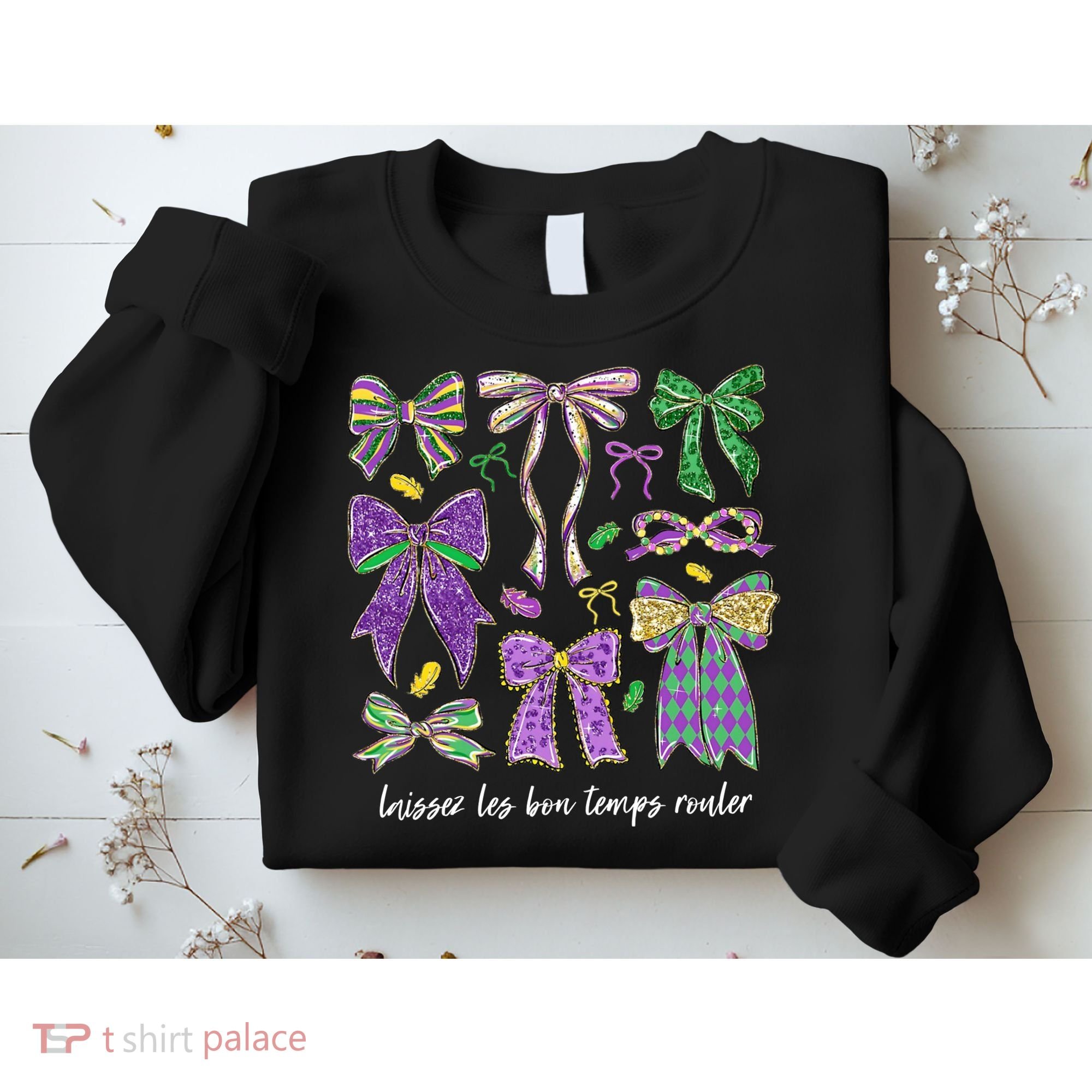 Laissez Les Bon Temps Rouler Mardi Gras Coquette Bow Sweatshirt