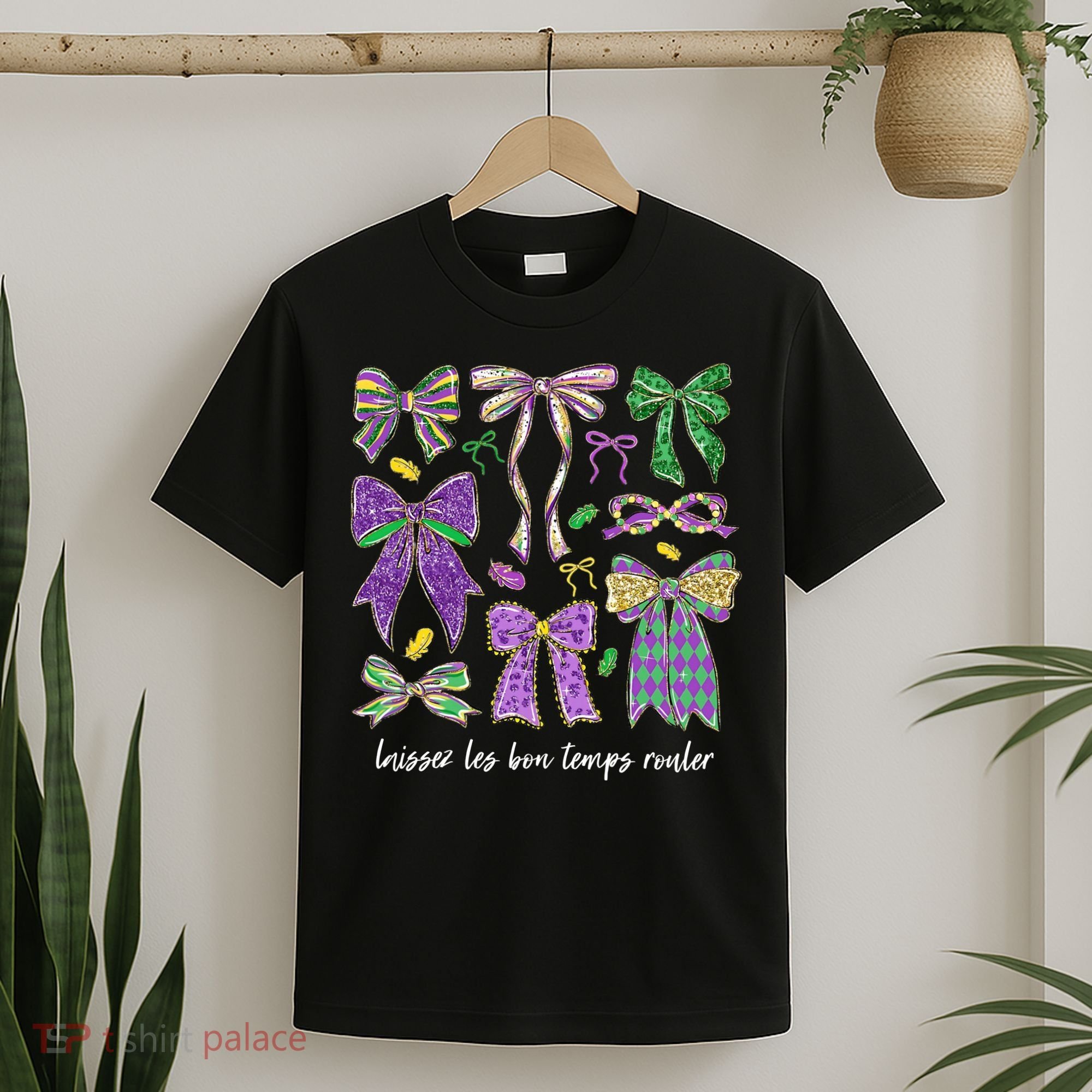Laissez Les Bon Temps Rouler Mardi Gras Coquette Bow T-Shirt