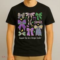 Laissez Les Bon Temps Rouler Mardi Gras Coquette Bow T-Shirt thumb 3