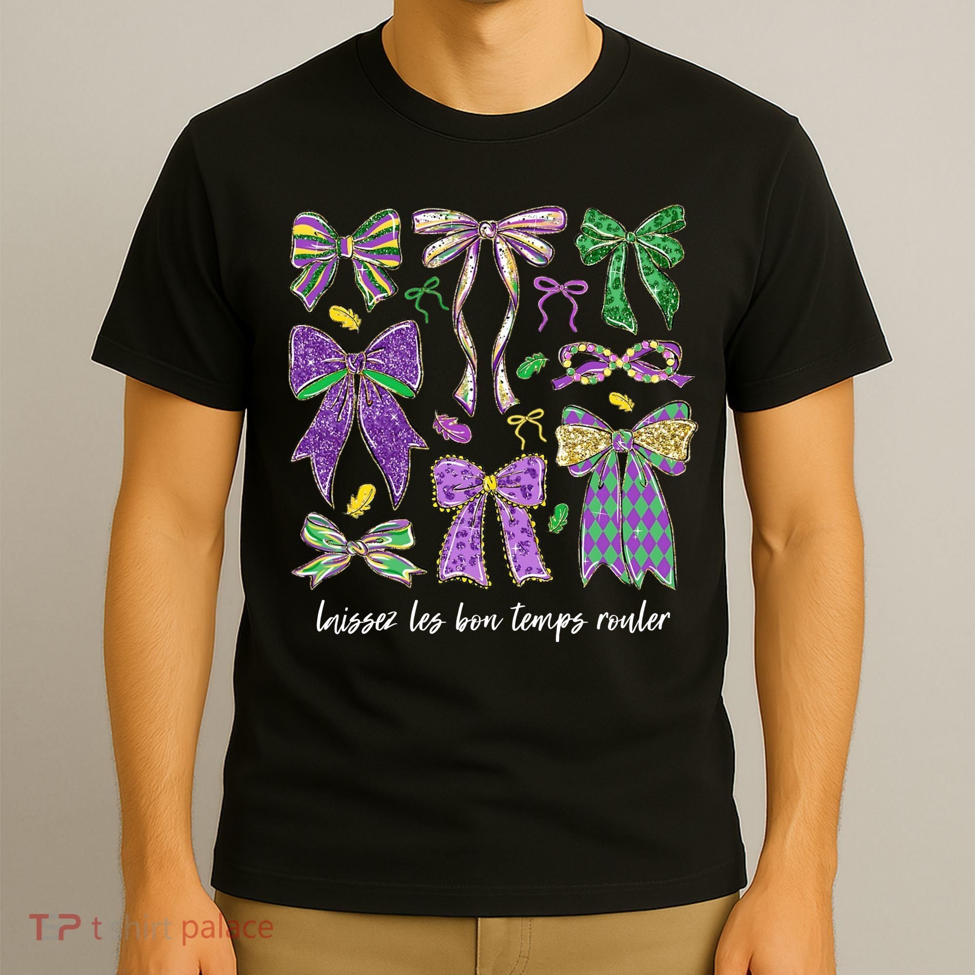 Laissez Les Bon Temps Rouler Mardi Gras Coquette Bow T-Shirt