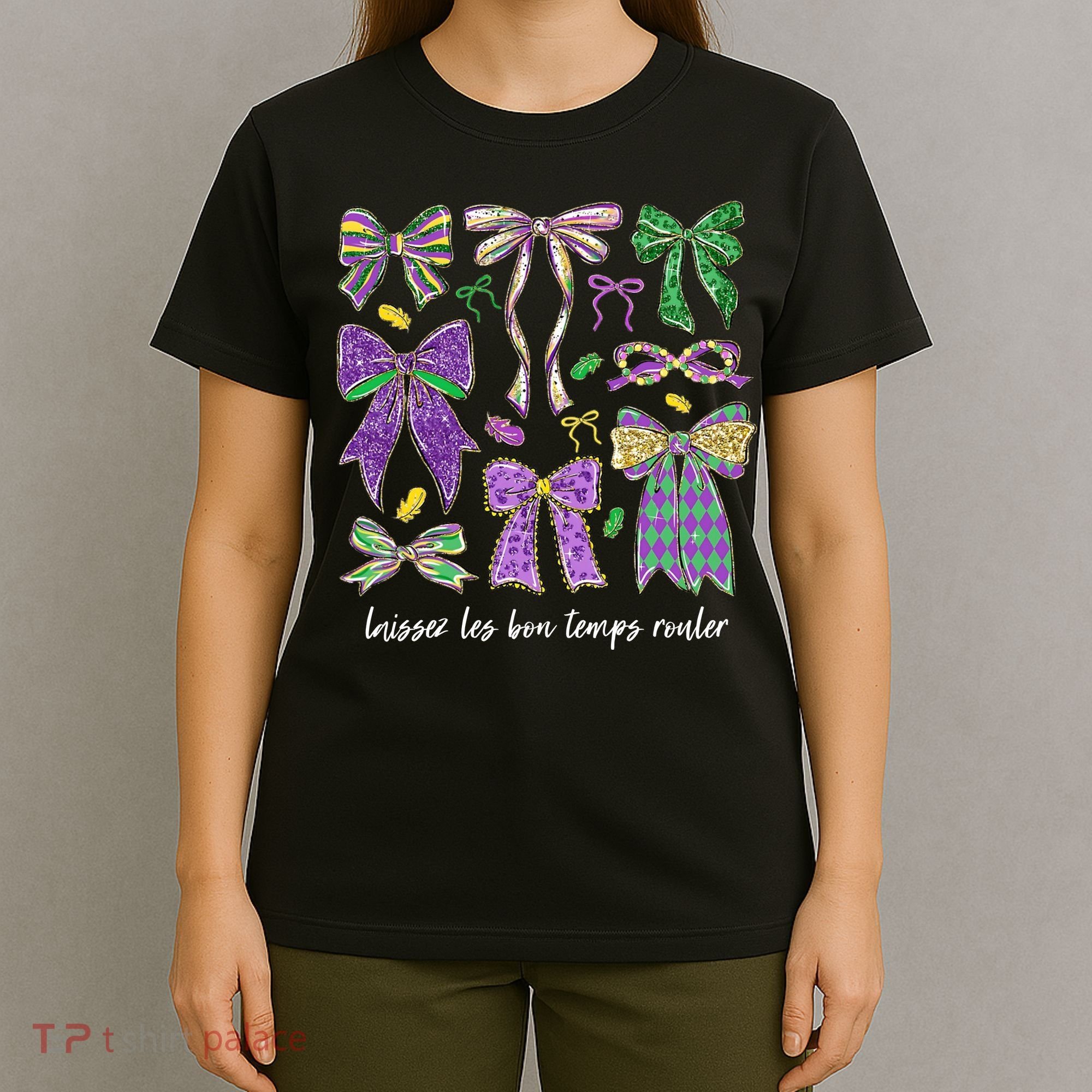 Laissez Les Bon Temps Rouler Mardi Gras Coquette Bow T-Shirt