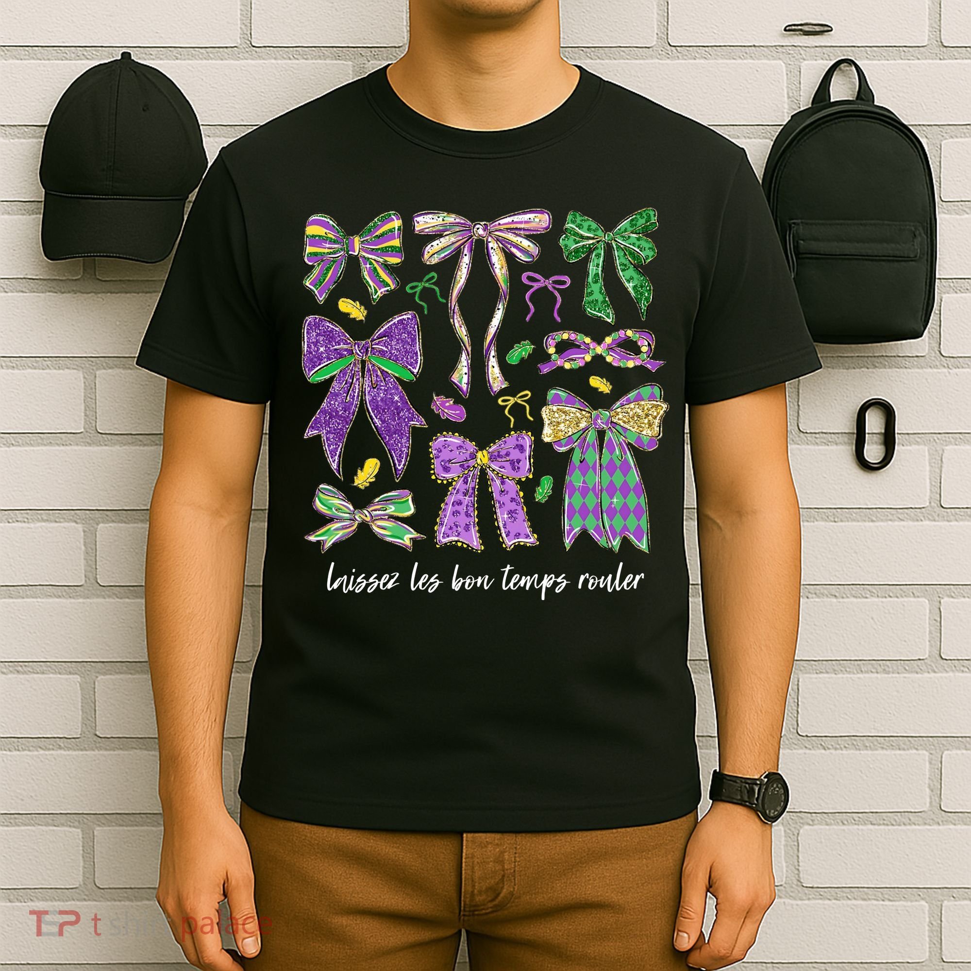 Laissez Les Bon Temps Rouler Mardi Gras Coquette Bow T-Shirt