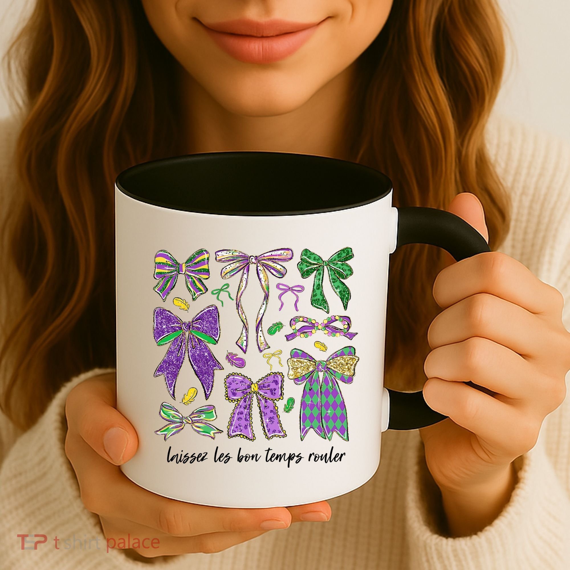 Laissez Les Bon Temps Rouler Mardi Gras Coquette Bow Coffee Mug