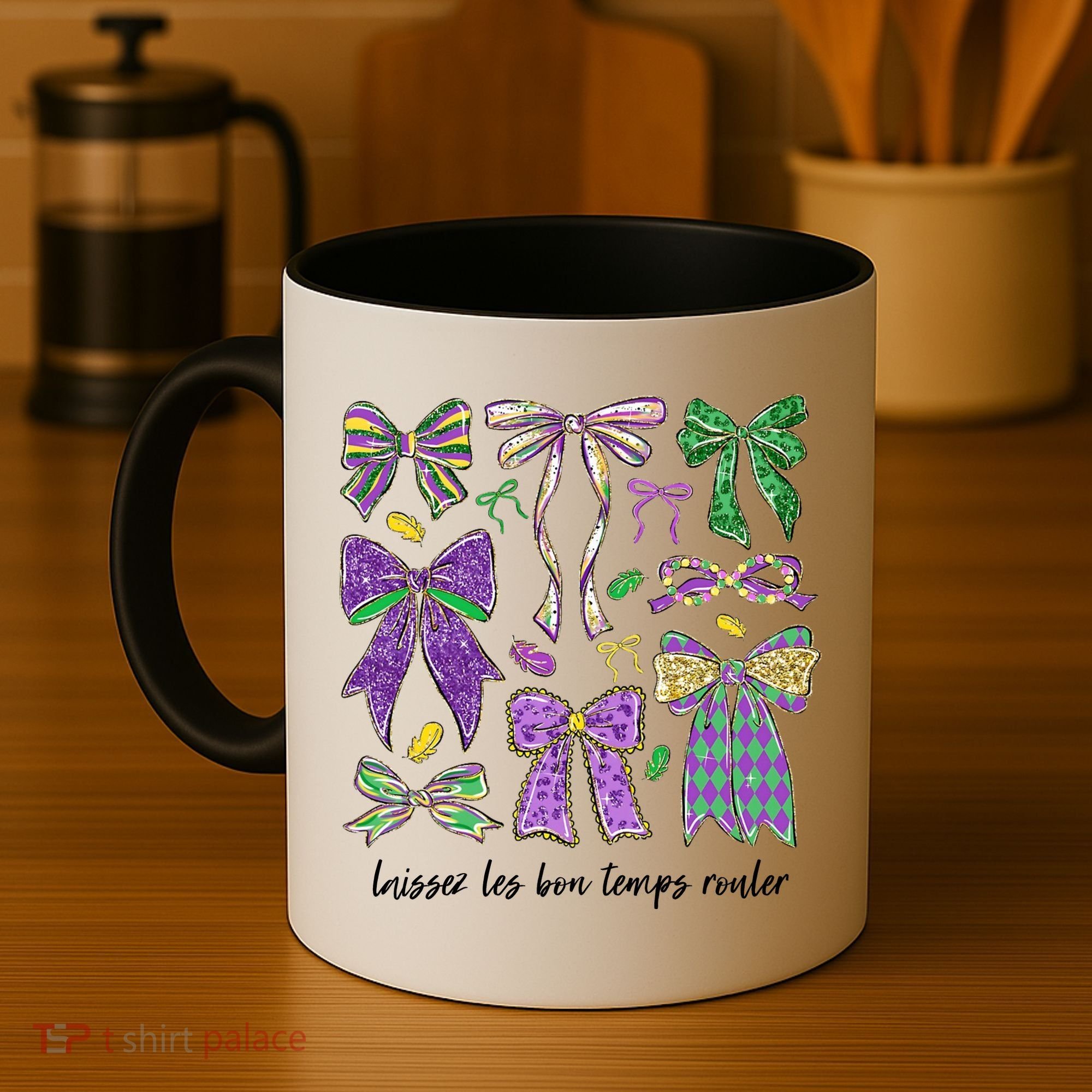 Laissez Les Bon Temps Rouler Mardi Gras Coquette Bow Coffee Mug