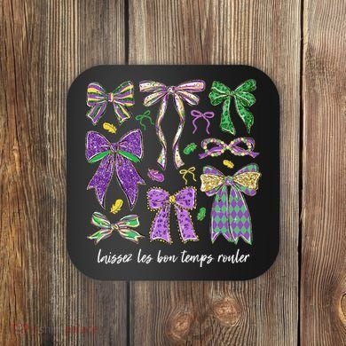 Laissez Les Bon Temps Rouler Mardi Gras Coquette Bow Coaster