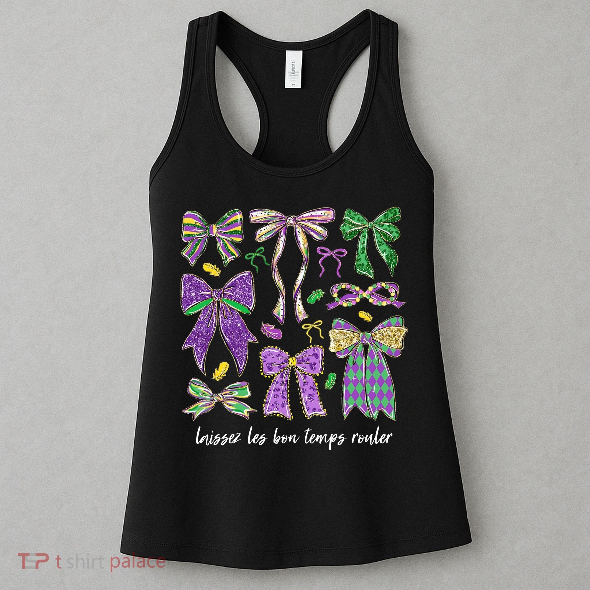 Laissez Les Bon Temps Rouler Mardi Gras Coquette Bow Women's Tank Top