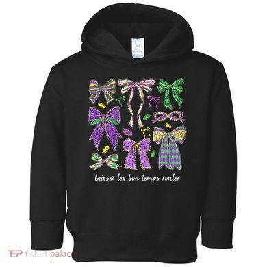 Laissez Les Bon Temps Rouler Mardi Gras Coquette Bow Toddler Hoodie