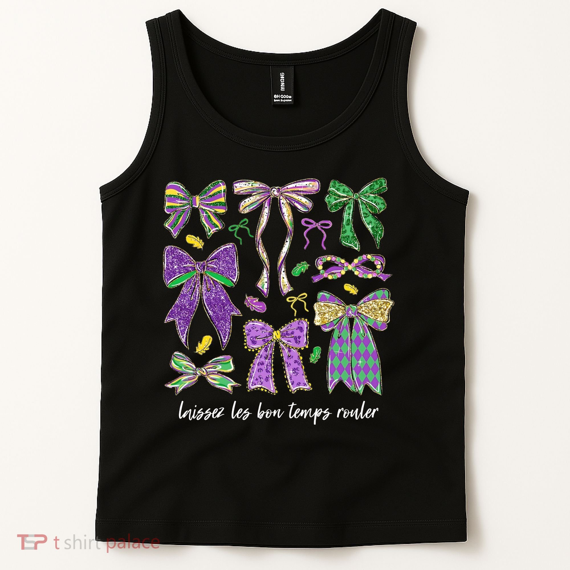 Laissez Les Bon Temps Rouler Mardi Gras Coquette Bow Tank Top