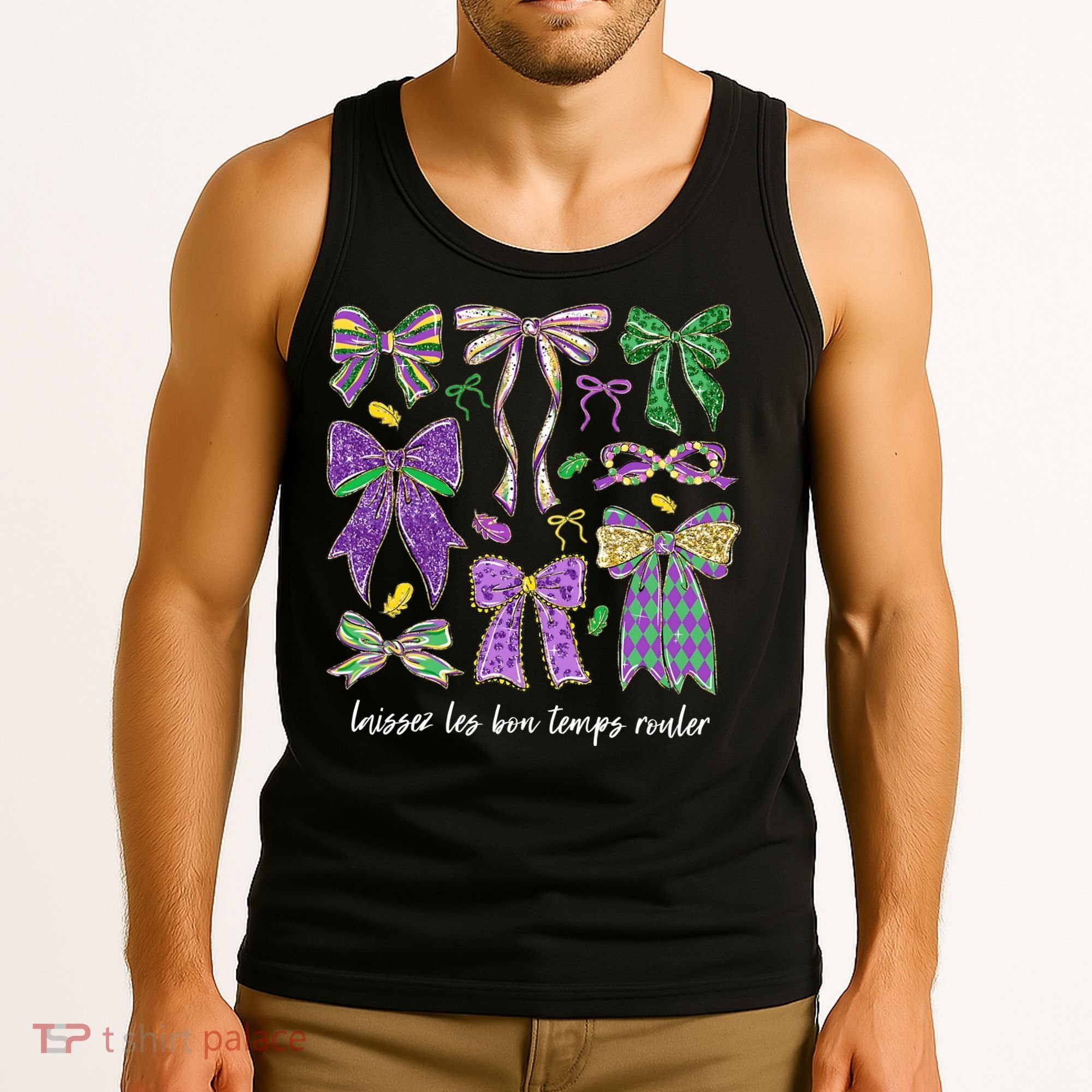Laissez Les Bon Temps Rouler Mardi Gras Coquette Bow Tank Top