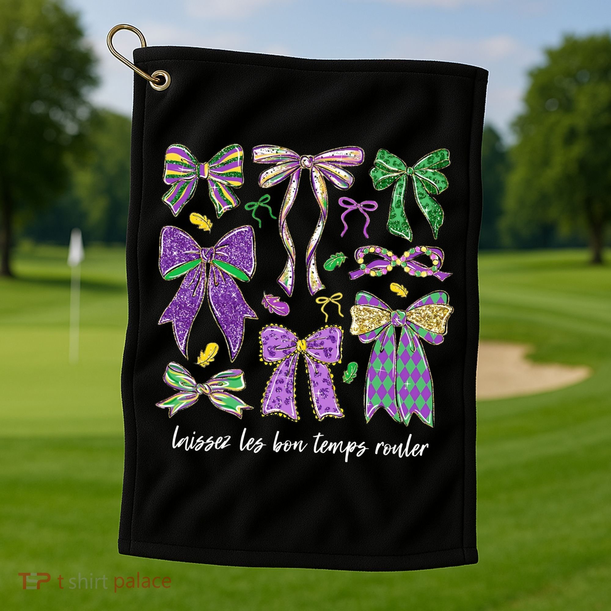 Laissez Les Bon Temps Rouler Mardi Gras Coquette Bow Golf Towel