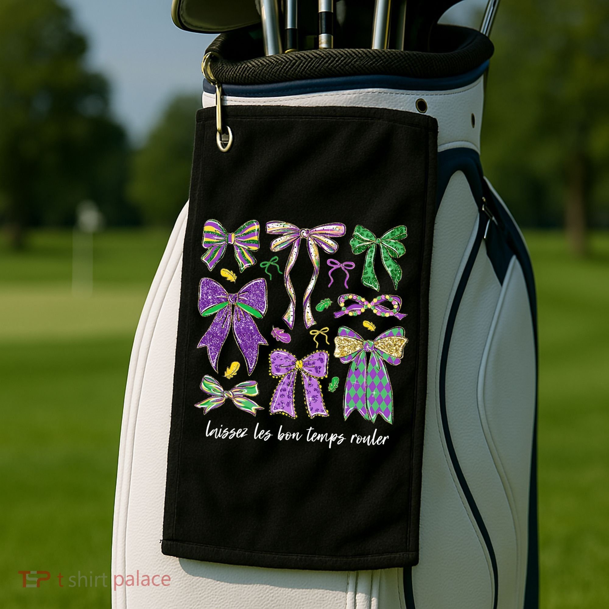 Laissez Les Bon Temps Rouler Mardi Gras Coquette Bow Golf Towel