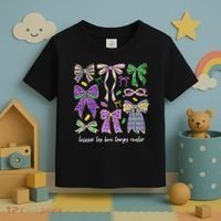 Laissez Les Bon Temps Rouler Mardi Gras Coquette Bow Toddler T-Shirt thumb 3