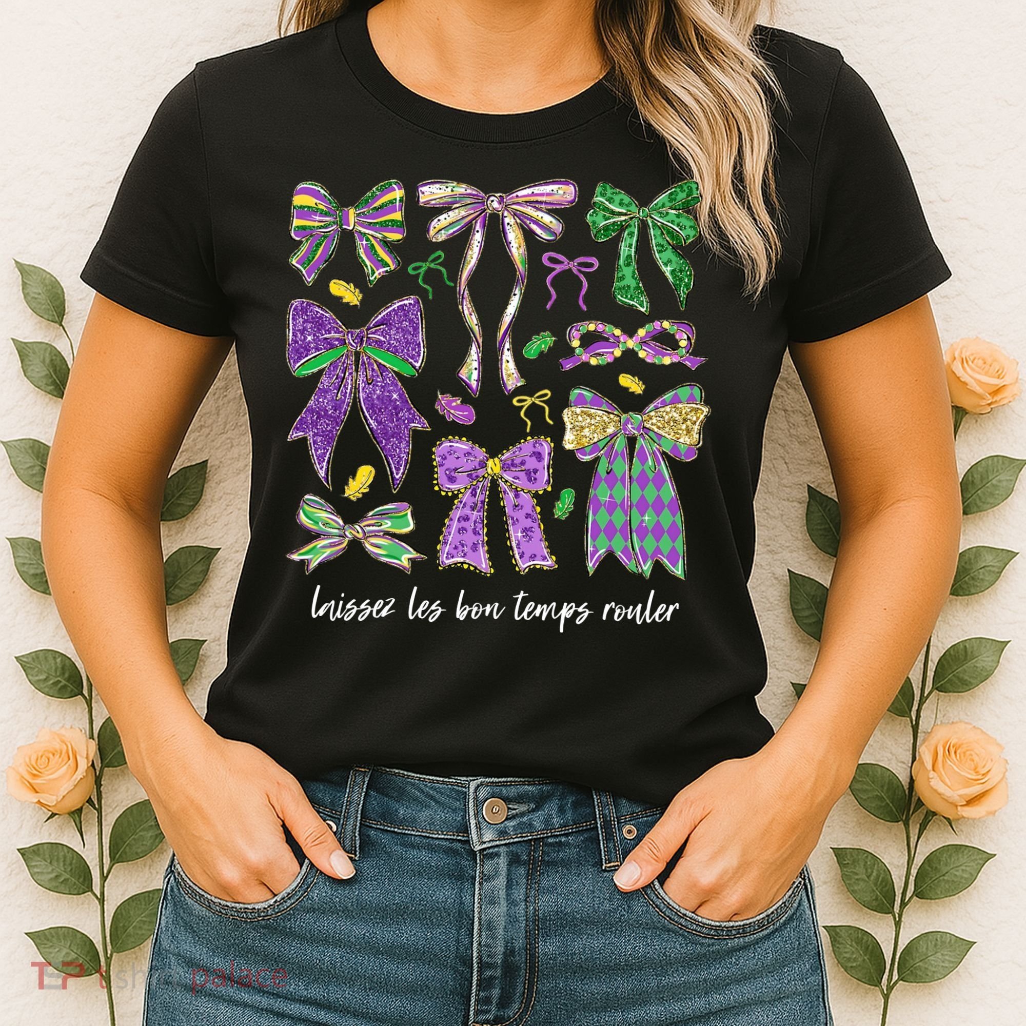 Laissez Les Bon Temps Rouler Mardi Gras Coquette Bow Women's T-Shirt