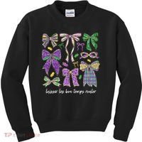 Laissez Les Bon Temps Rouler Mardi Gras Coquette Bow Kids Sweatshirt thumb 0