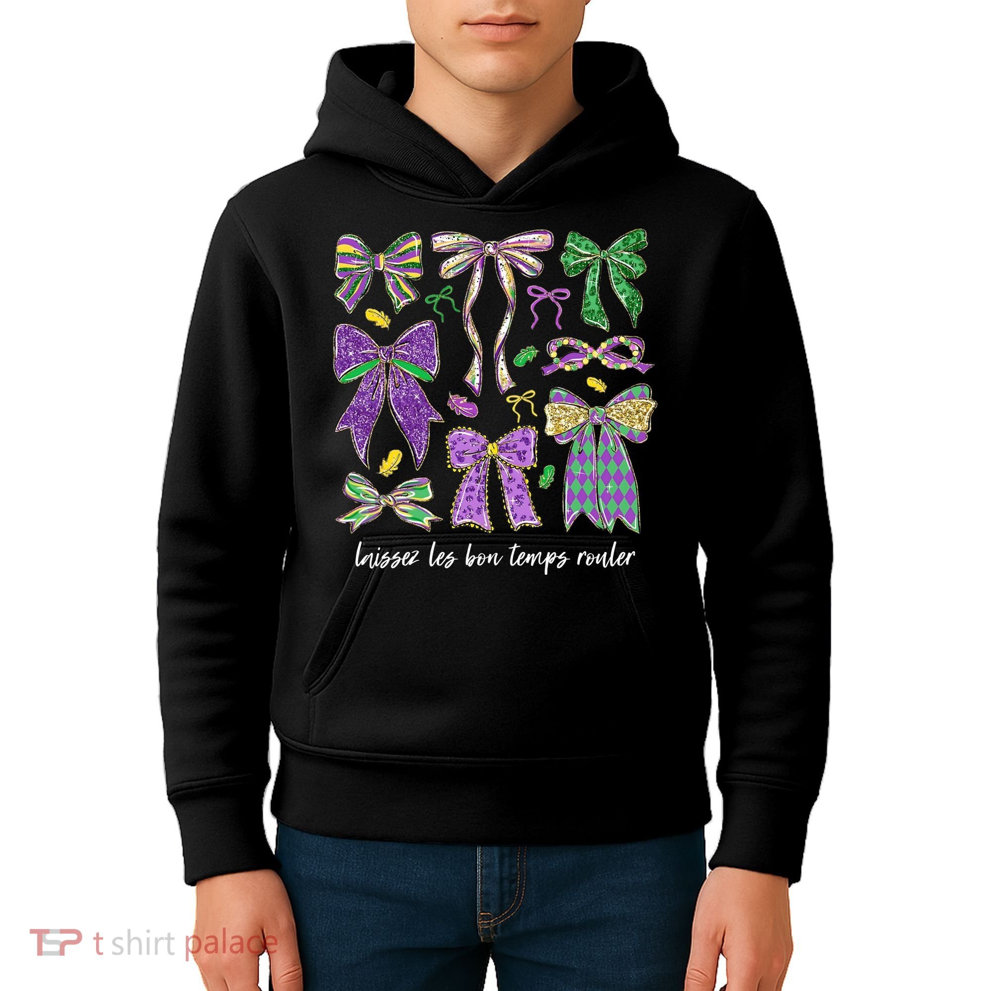 Laissez Les Bon Temps Rouler Mardi Gras Coquette Bow Kids Hoodie