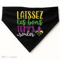 Laissez Les Bons Temps Rouler Mardi Gras New Orleans USA-Made Doggie Bandana thumb 0