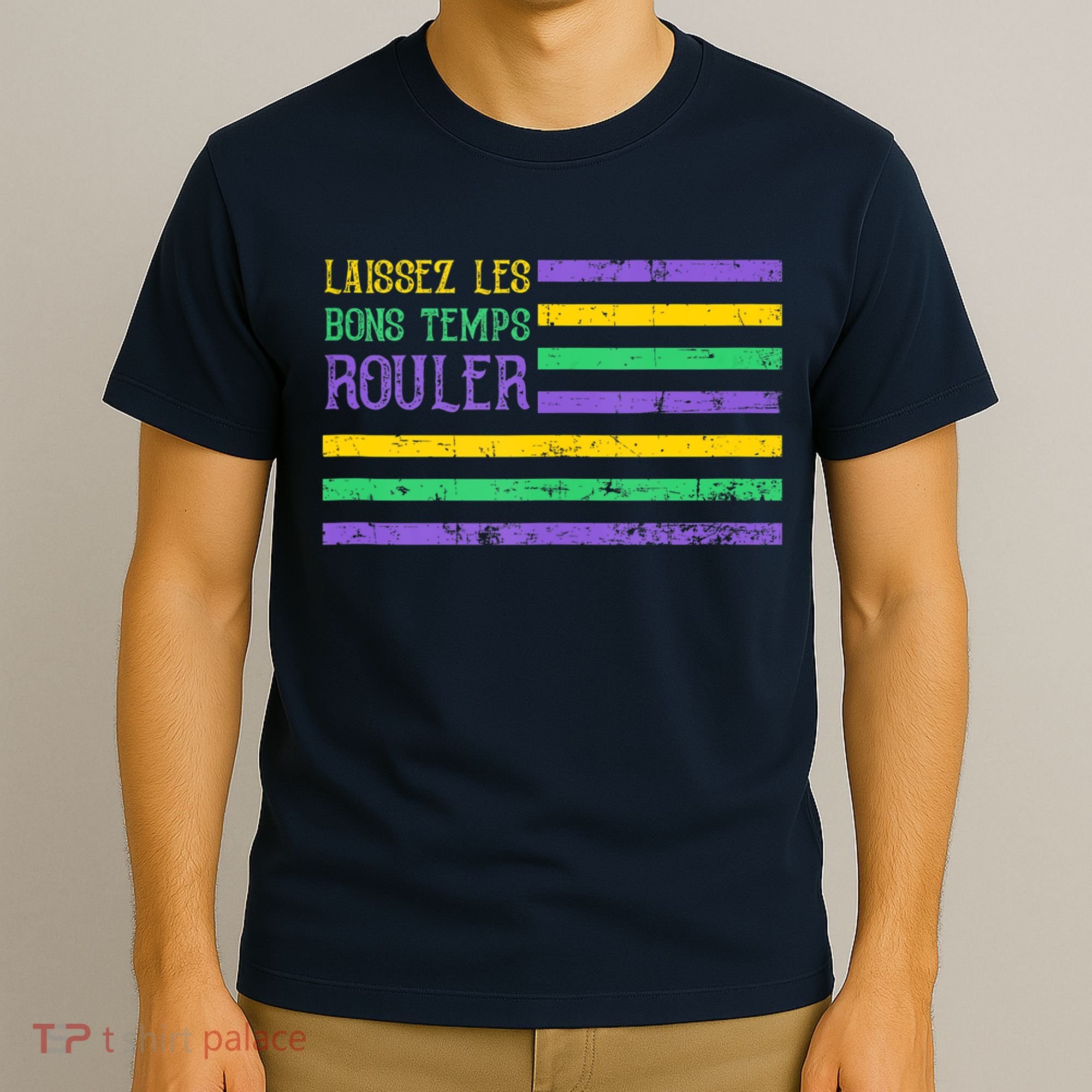 Laissez Les Bons Temps Rouler American Flag Mardi Gras T-Shirt