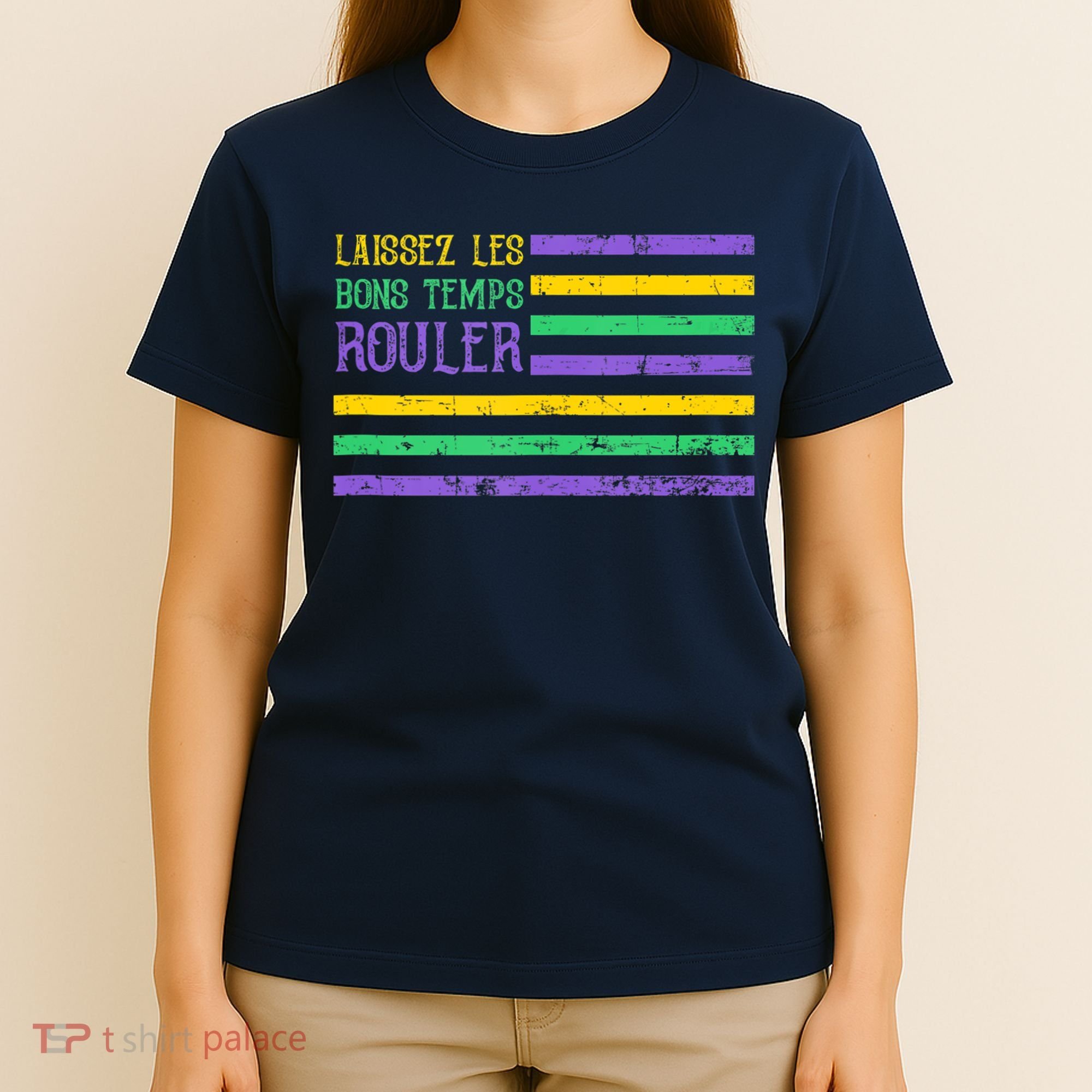 Laissez Les Bons Temps Rouler American Flag Mardi Gras T-Shirt