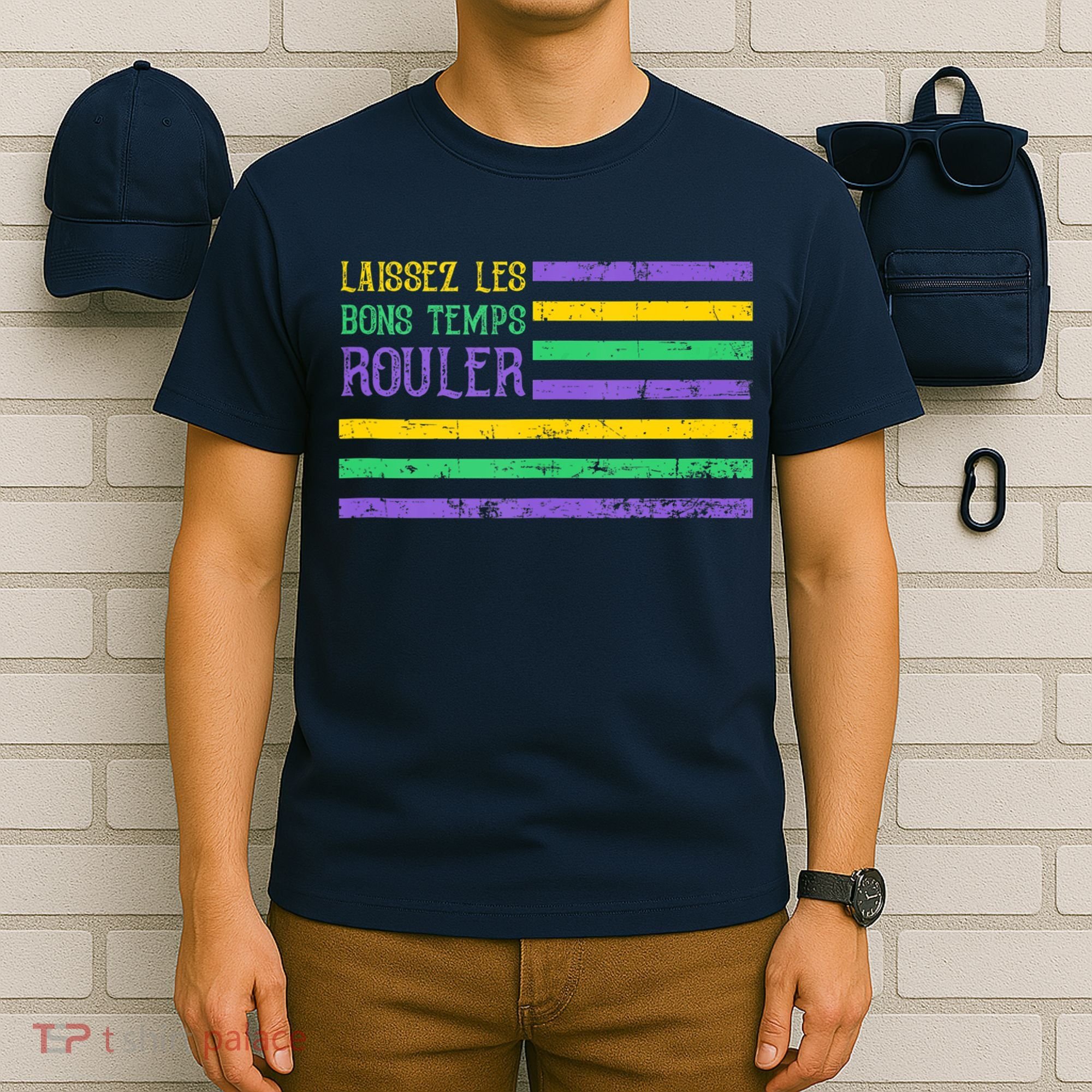 Laissez Les Bons Temps Rouler American Flag Mardi Gras T-Shirt