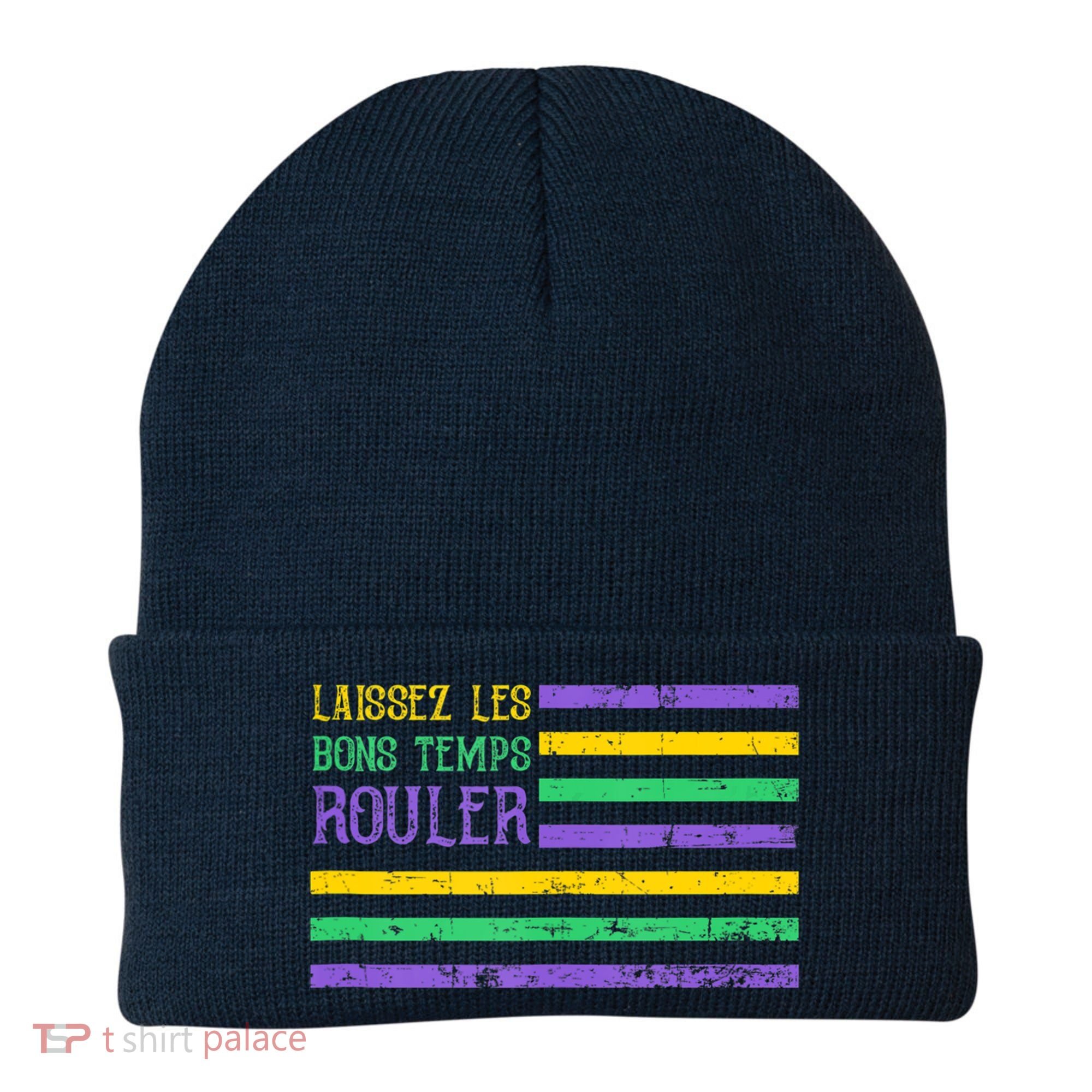 Laissez Les Bons Temps Rouler American Flag Mardi Gras Beanie