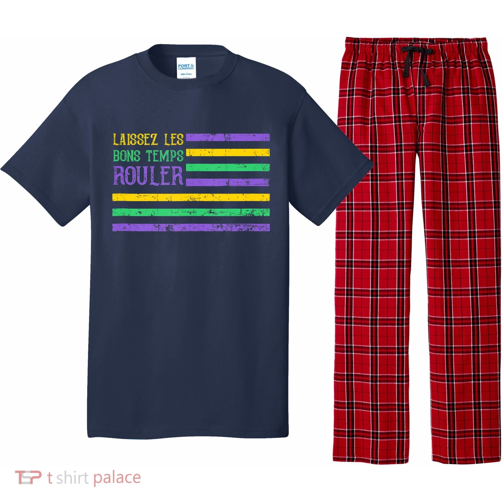 Laissez Les Bons Temps Rouler American Flag Mardi Gras Pajama Set