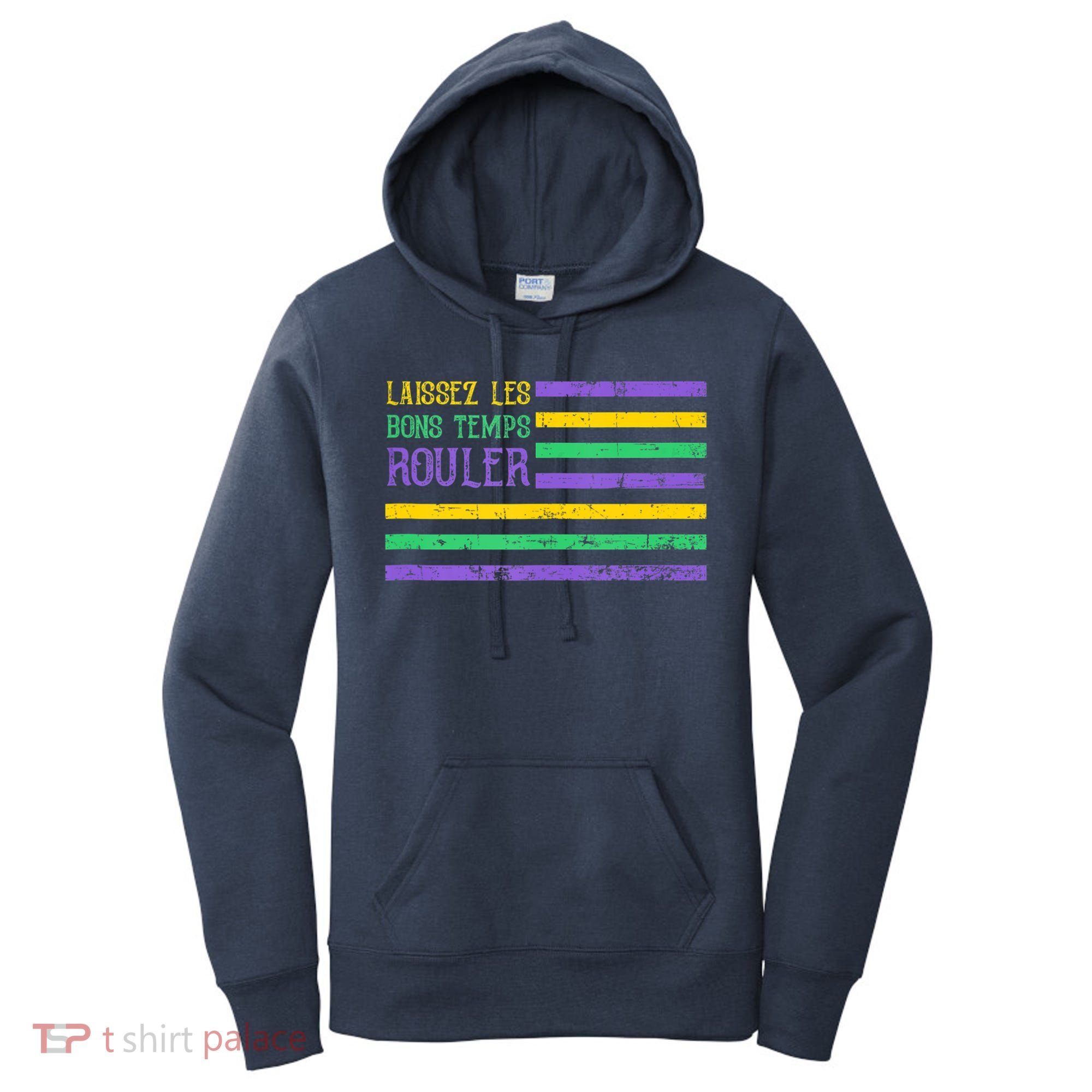 Laissez Les Bons Temps Rouler American Flag Mardi Gras Women's Hoodie