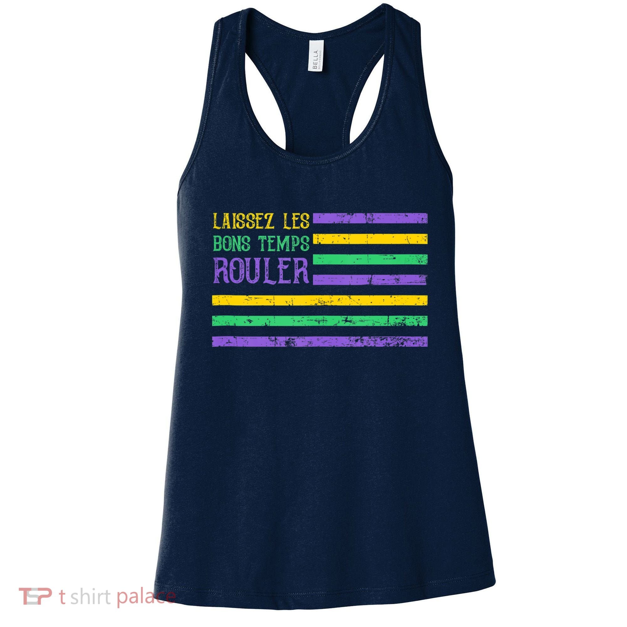 Laissez Les Bons Temps Rouler American Flag Mardi Gras Women's Tank Top