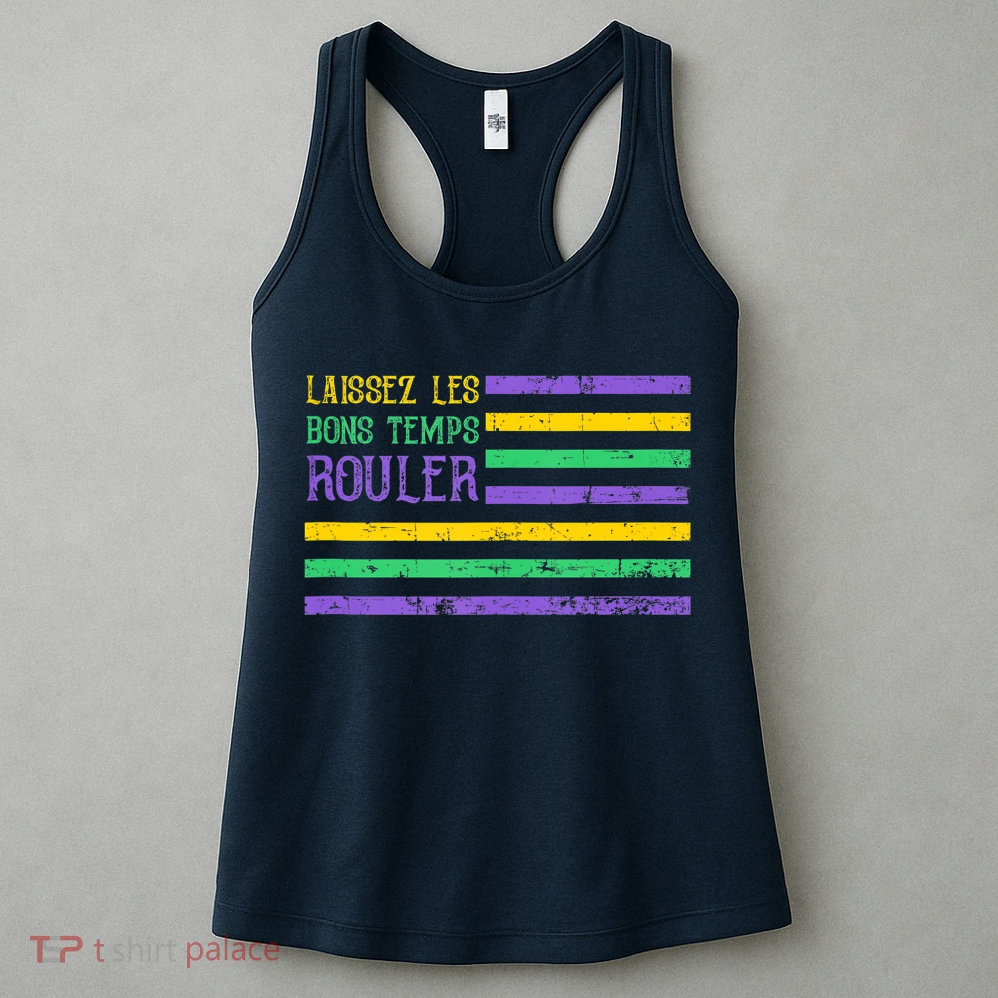 Laissez Les Bons Temps Rouler American Flag Mardi Gras Women's Tank Top