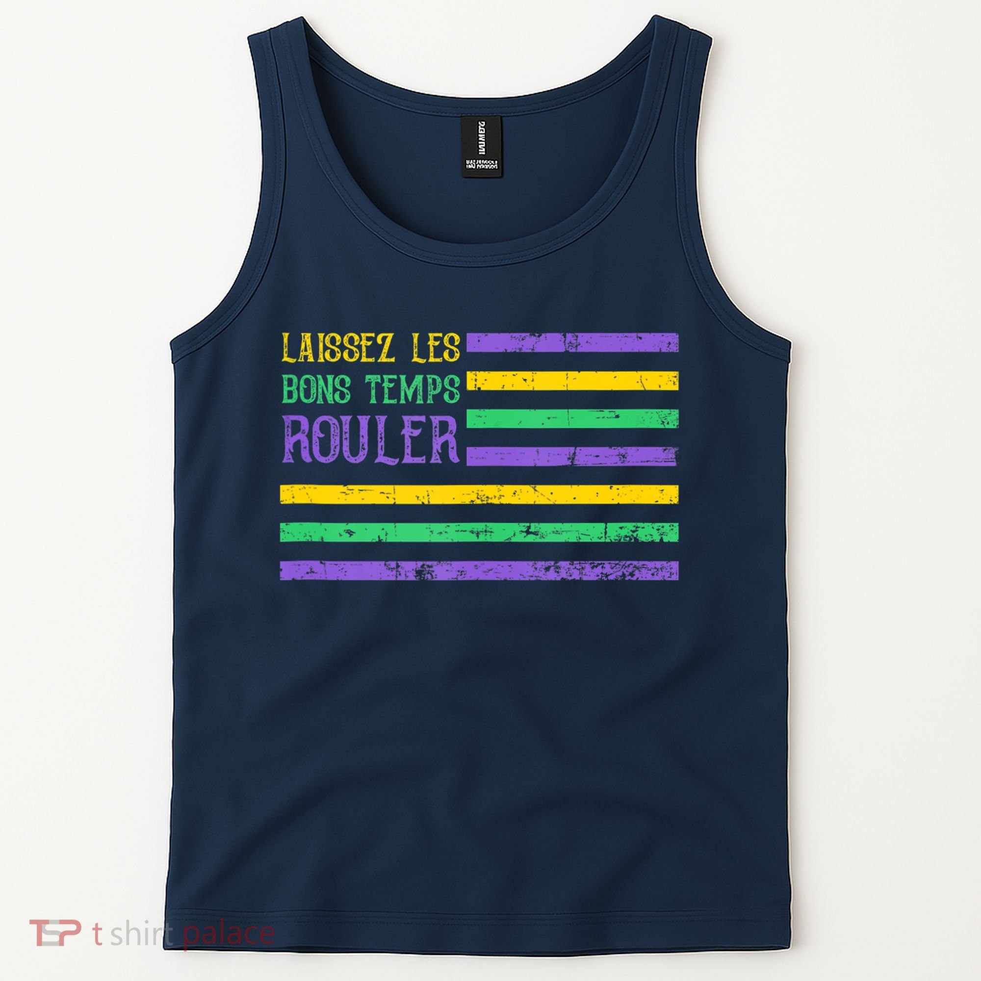 Laissez Les Bons Temps Rouler American Flag Mardi Gras Tank Top