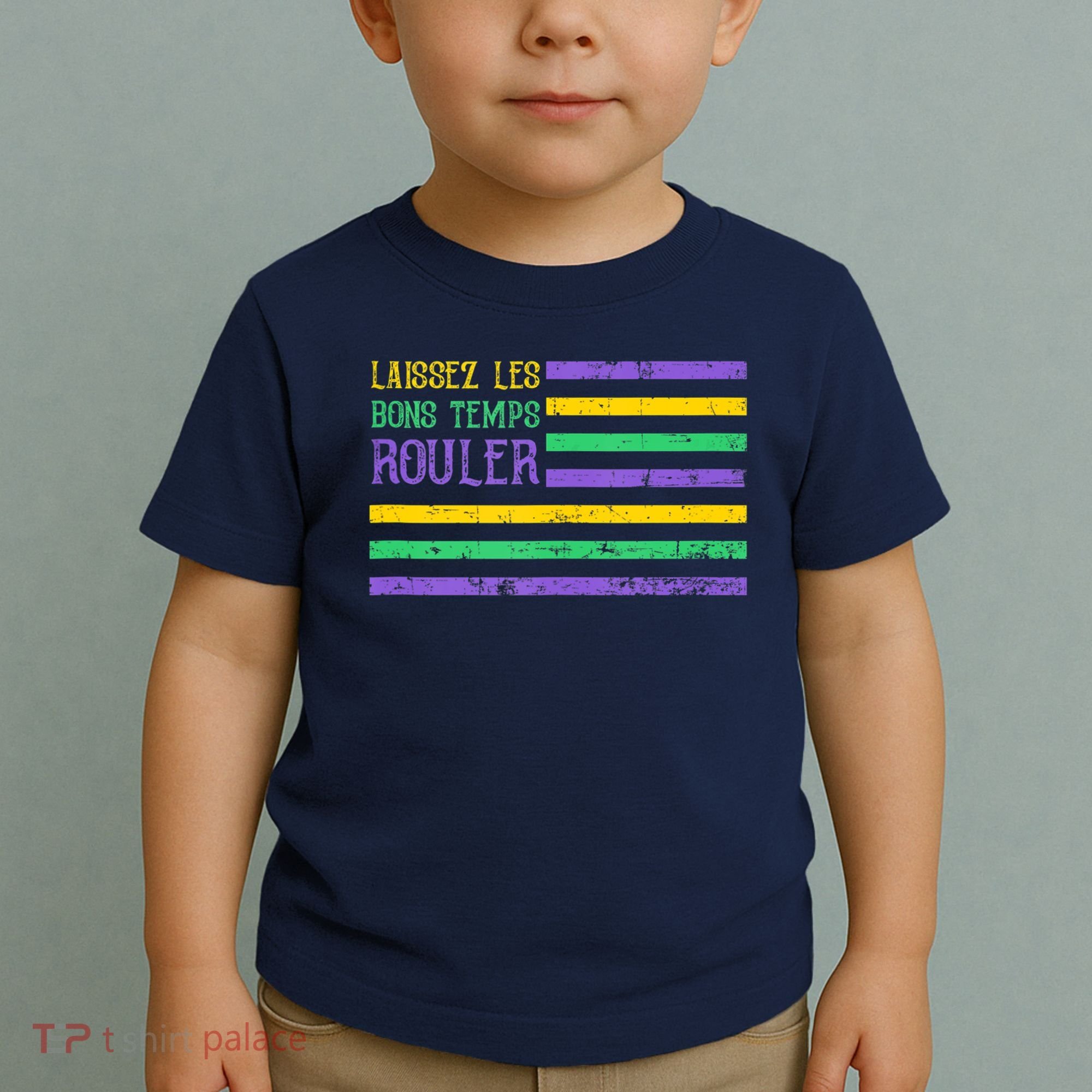 Laissez Les Bons Temps Rouler American Flag Mardi Gras Toddler T-Shirt