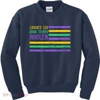 Laissez Les Bons Temps Rouler American Flag Mardi Gras Kids Sweatshirt thumb 0