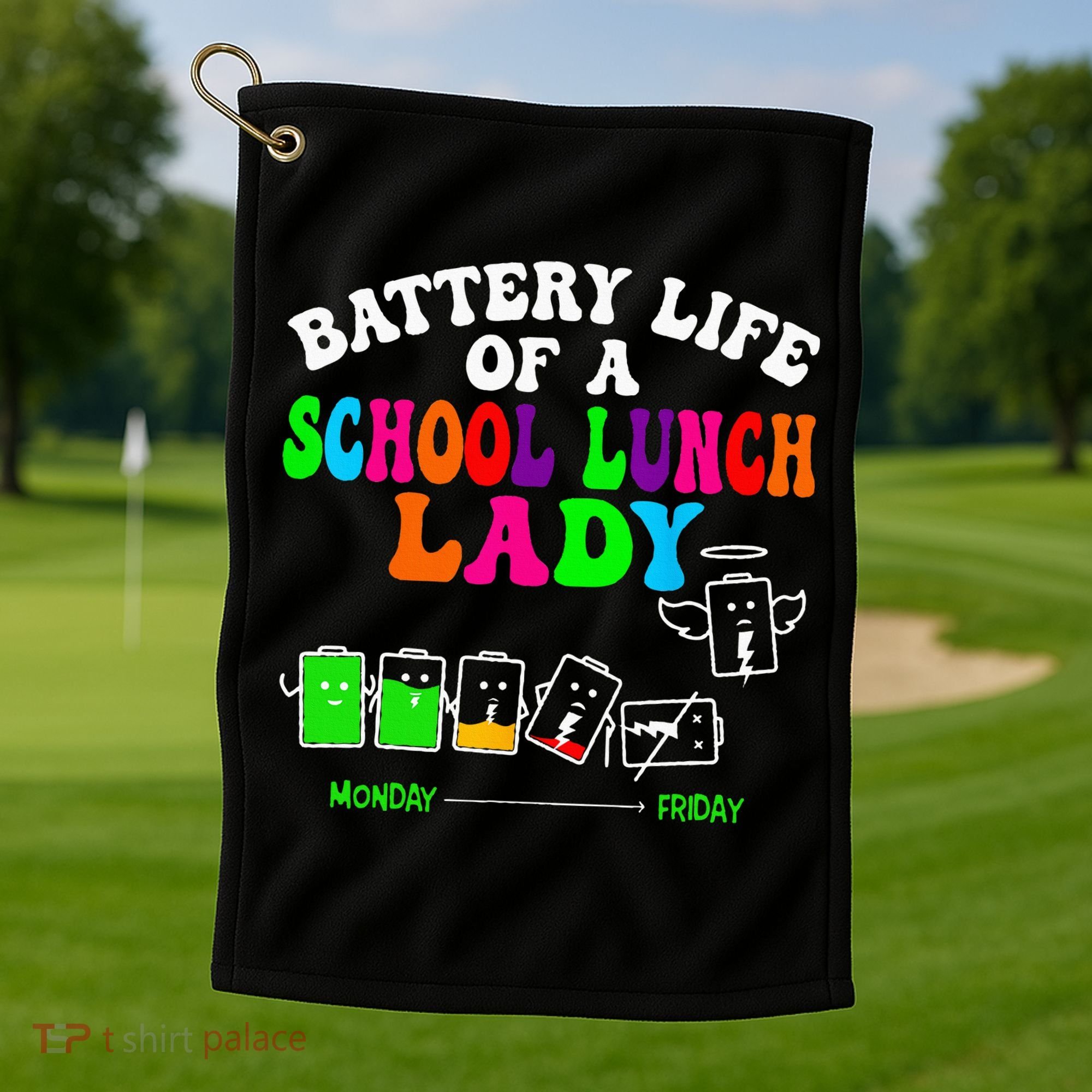 Lunch Lady Battery Cafeteria Food Preparation Assistant Golf Towel
