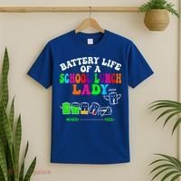 Lunch Lady Battery Cafeteria Food Preparation Assistant T-Shirt thumb 2
